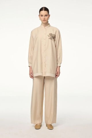 ZÜHRE DİK YAKA TAŞ İŞLEMELİ TAKIM