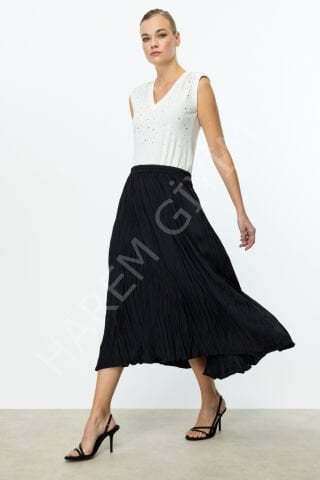 ON TRIKO KIRIŞIK MİDİ BOY ETEK