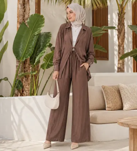 CEREMONY ÖNDEN İKİ KAT BAĞLAMALI BLUZ BOL PAÇA PANTOLON TAKIM