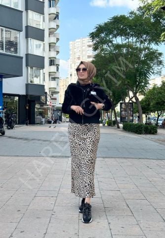 ON TRIKO LEOPAR DESEN SATEN ETEK