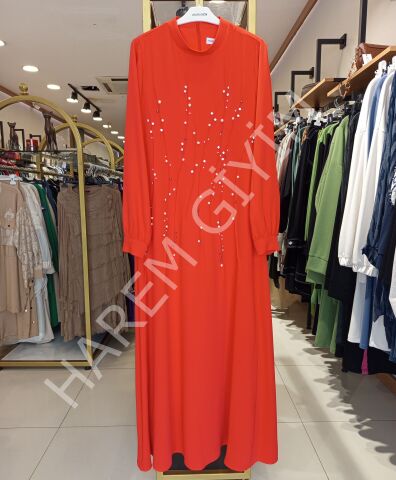 ALMARWAH SERPME İNCİ DETAY ABİYE ELBİSE