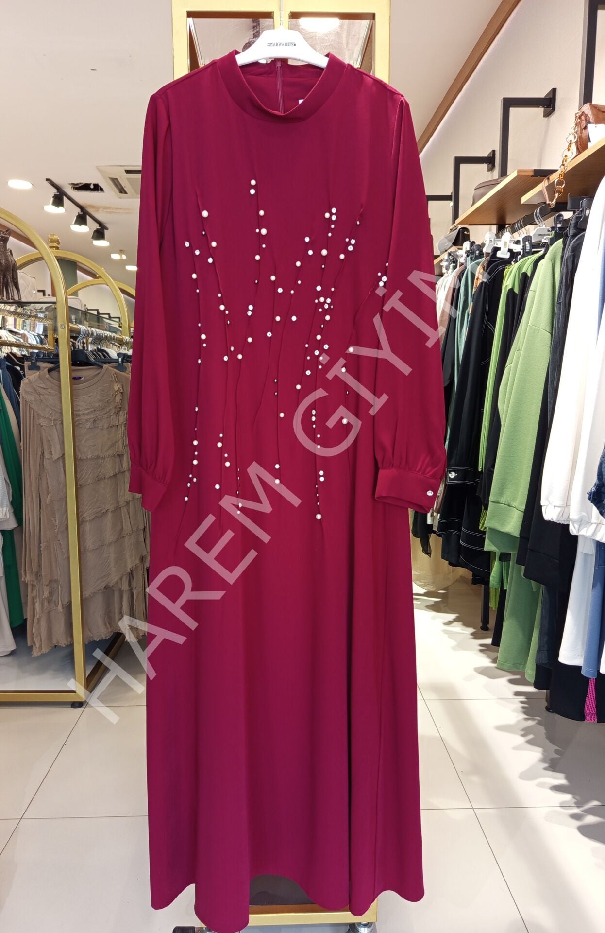 ALMARWAH SERPME İNCİ DETAY ABİYE ELBİSE