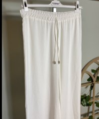 BELİ LASTİKLİ BOL PANTOLON BEYAZ 3009