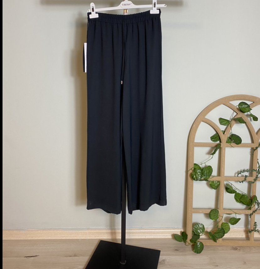 BELİ LASTİKLİ BOL PANTOLON SİYAH 3009