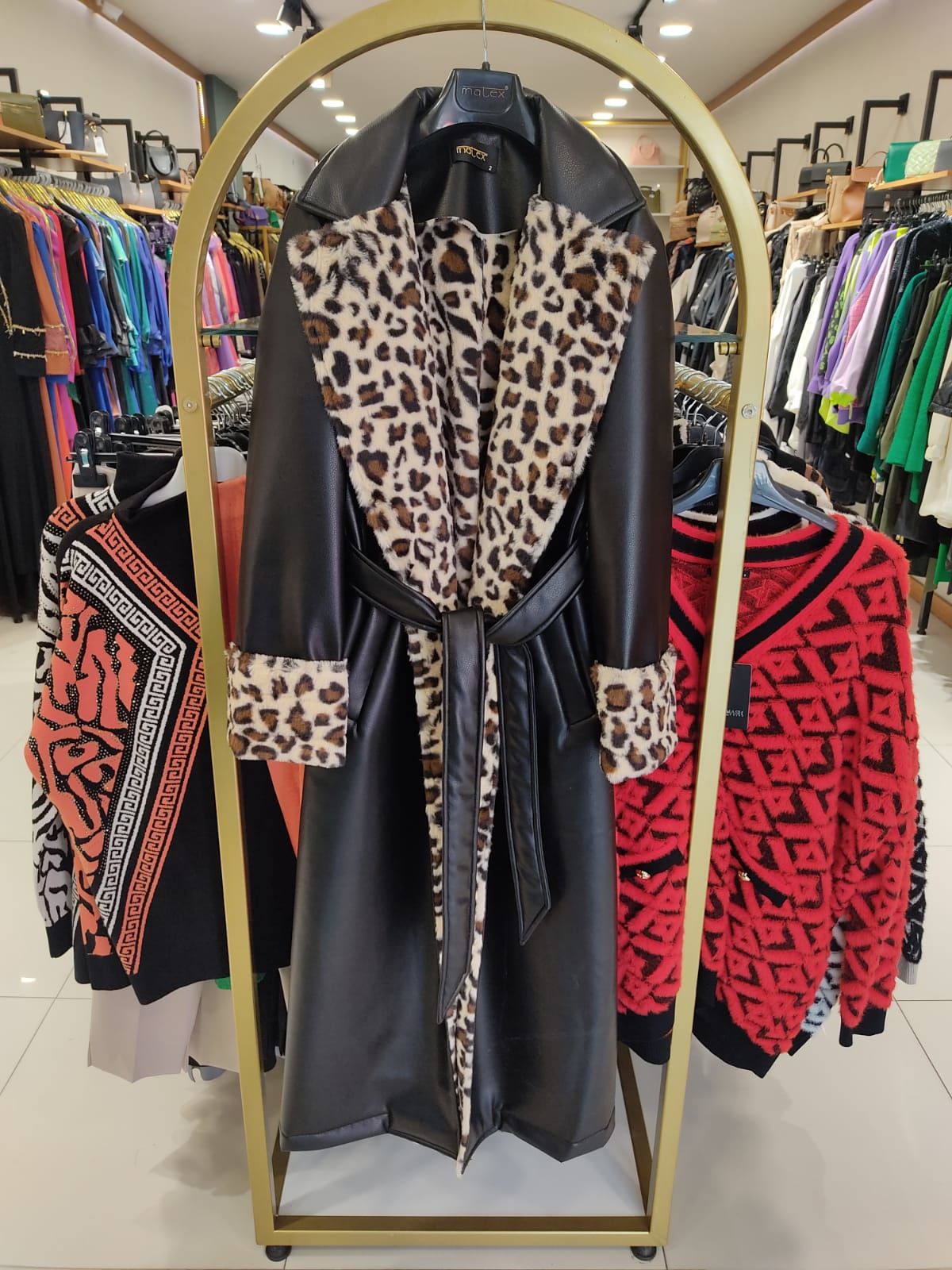 MATEX 6980 LEOPAR DESEN ESKİTME DERİ KABAN