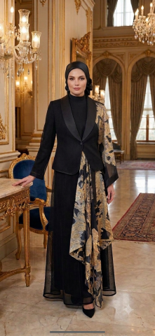JAKAR ŞAL DETAYLI ABAYA TAKIM