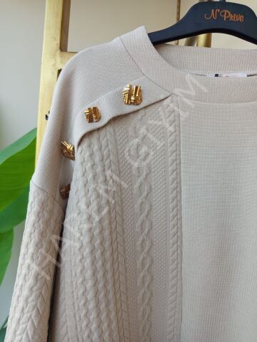 N'PRIVE DÜĞME DETAY ÖRME ETEKLİ TAKIM