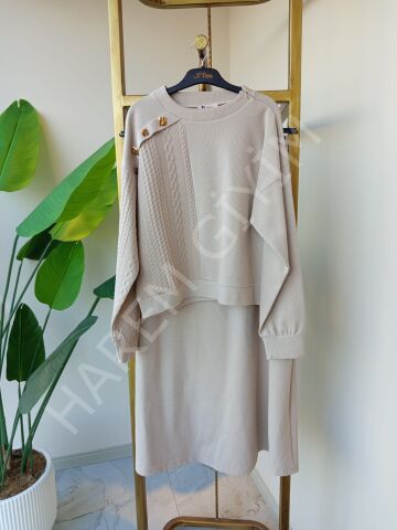 N'PRIVE DÜĞME DETAY ÖRME ETEKLİ TAKIM