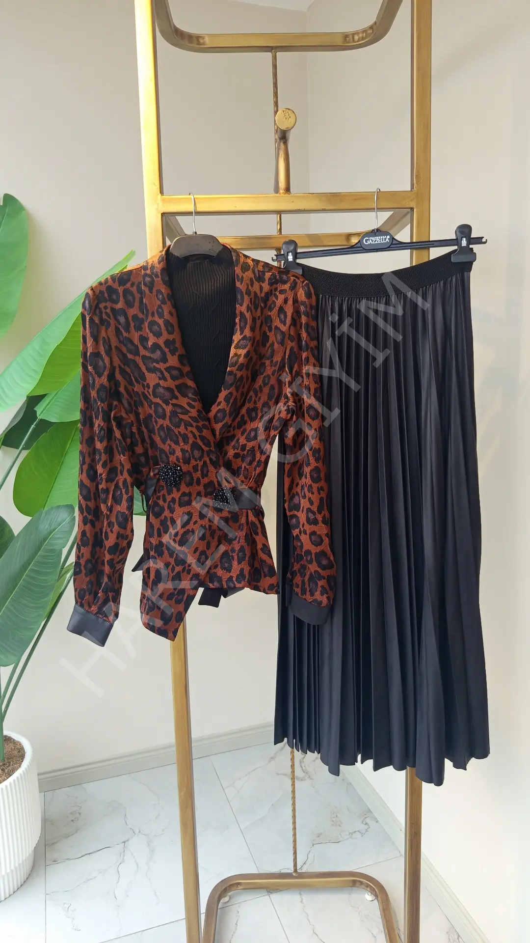 GAZELLA LEOPAR DESENLİ ETEKLİ İKİLİ TAKIM