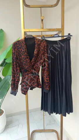 GAZELLA LEOPAR DESENLİ ETEKLİ İKİLİ TAKIM