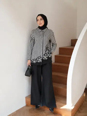 PUREVA NAKIŞLI TUNİK TENCEL PANTALON TAKIM