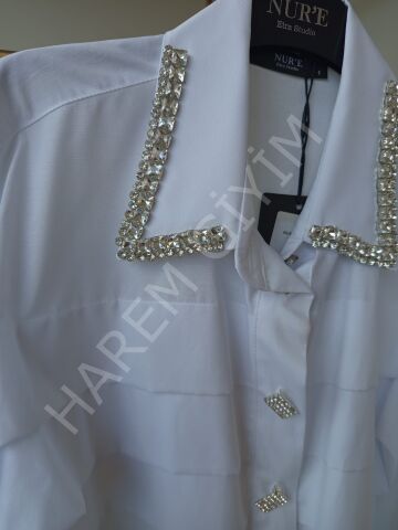NUR'E YAKASI TAŞLI GÖMLEK