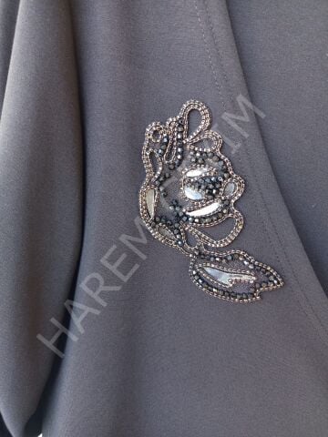 NUR'E DERİ DETAY ELBİSE