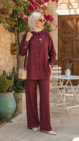 PUREVA /MEVA PLUS ÇİZGİ ARMÜRLÜ TENCEL İKİLİ TAKIM