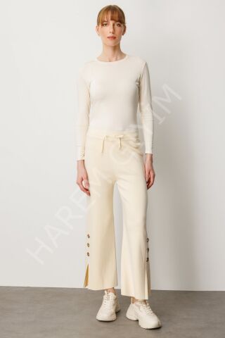 ON FASHION PAÇASI DÜĞME DETAY TRIKO PANTOLON