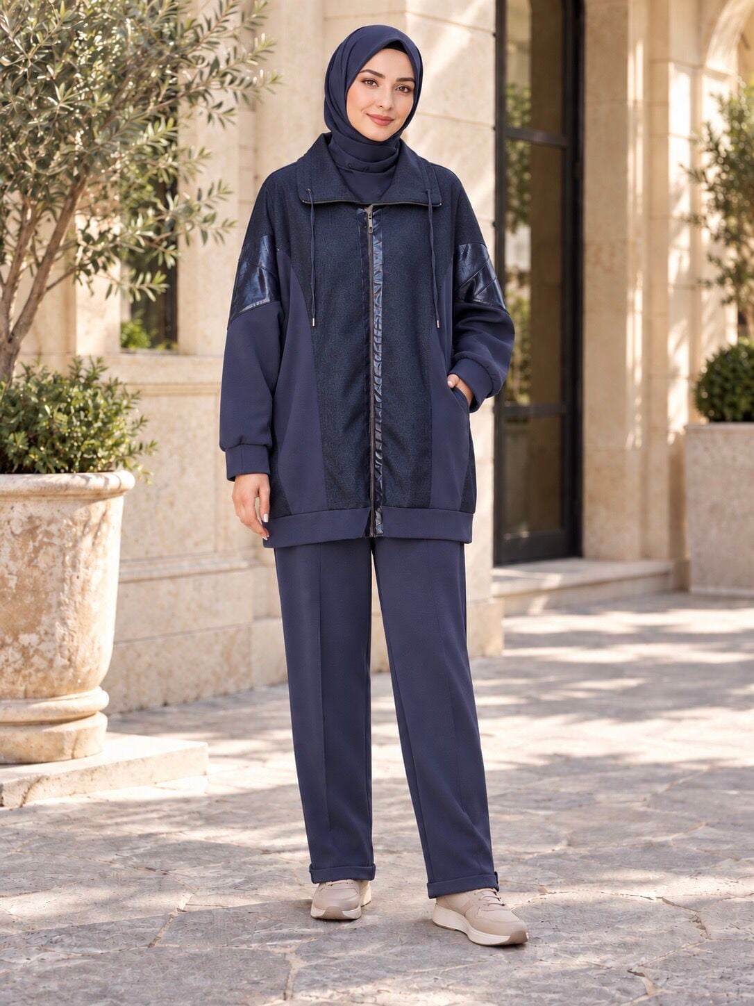 MY312 DERİ DETAYLI İKİLİ TAKIM