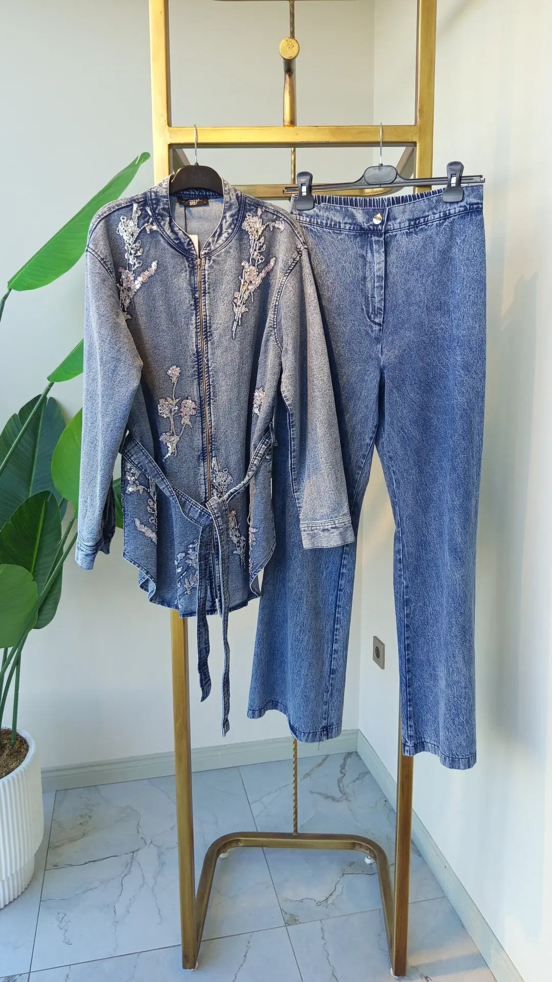 MY312 NAKIŞ İŞLEMELİ DENİM TAKIM