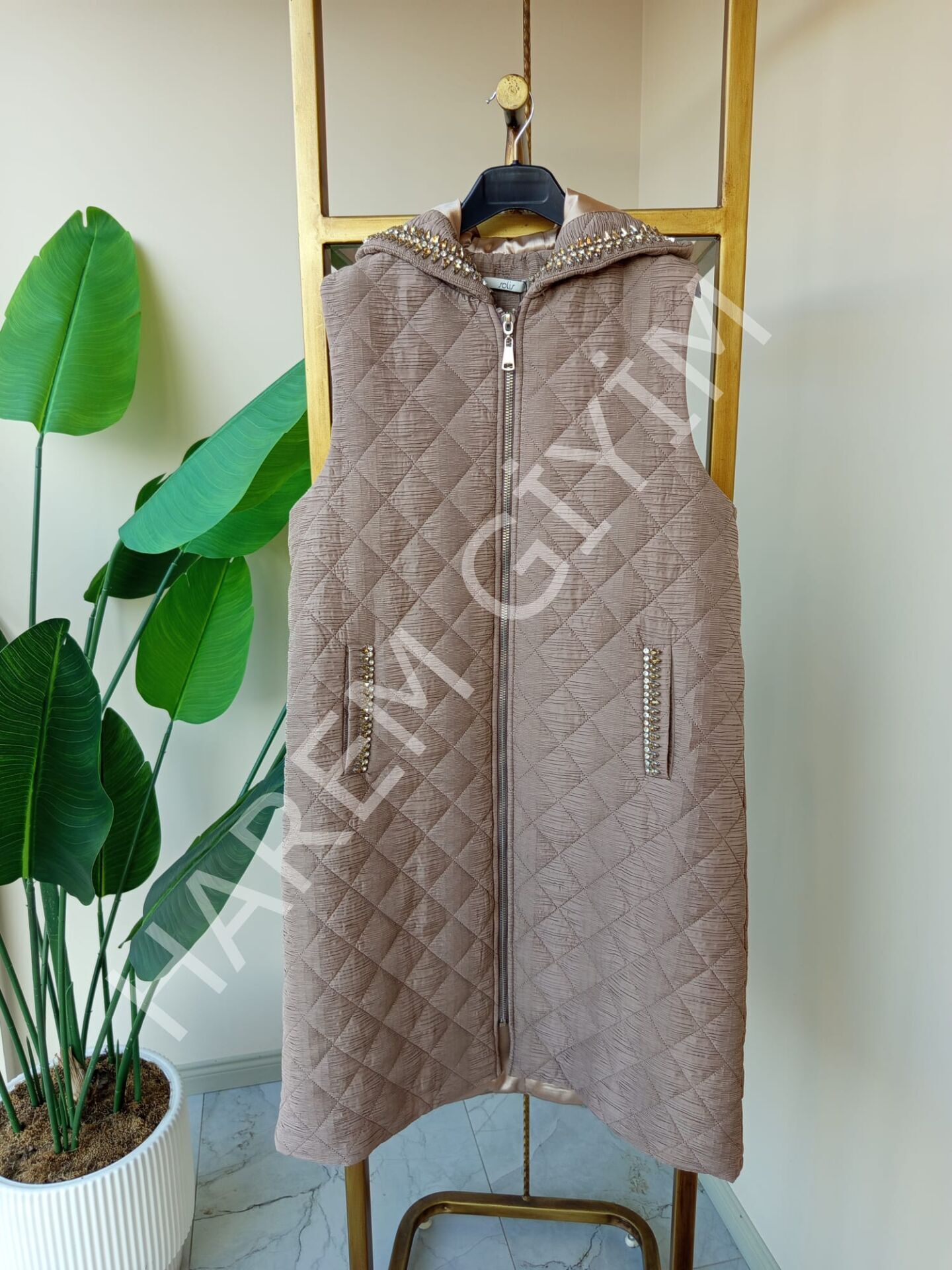 SOLİS TAŞ İŞLEME DETAY UZUN YELEK