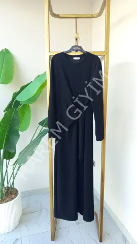 N'PRIVE BELDEN BAĞLAMA DETAYLI MODAL KUMAŞ ELBİSE