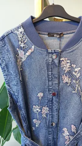 MY312 NAKIŞ İŞLEMELİ YELEKLİ DENİM TAKIM