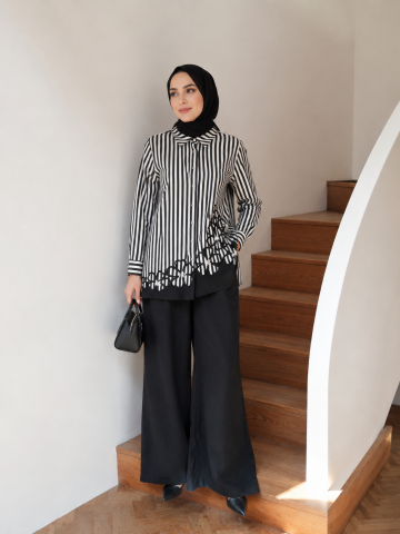 PUREVA NAKIŞLI TUNİK TENCEL PANTALON TAKIM