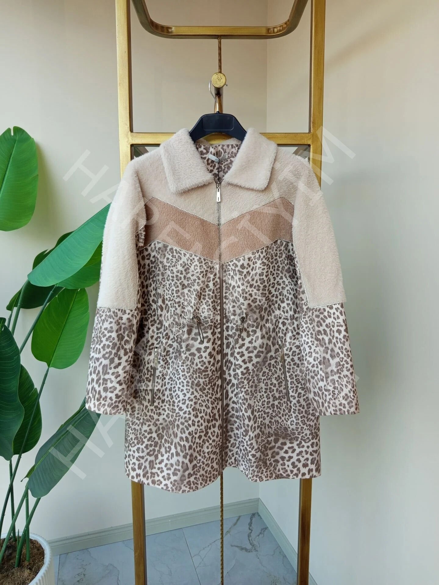 SOLİS LEOPAR DETAY KABAN