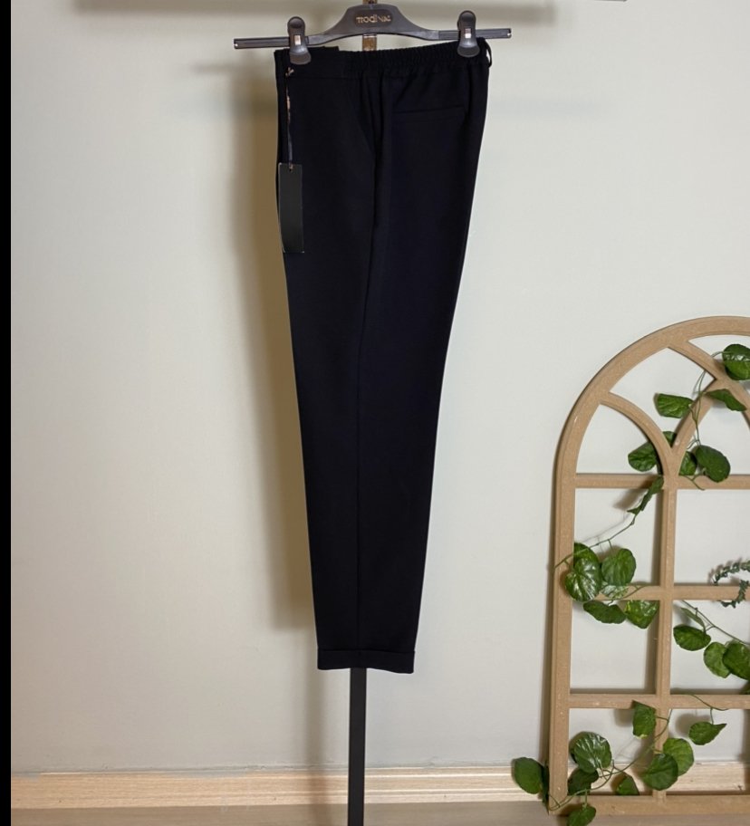 BELİ LASTİKLİ DOUBLE PAÇA HAVUÇ PANTOLON SİYAH 025