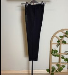 BELİ LASTİKLİ DOUBLE PAÇA HAVUÇ PANTOLON SİYAH 025