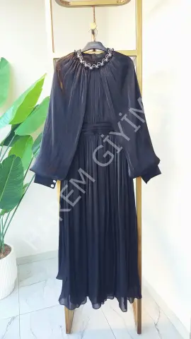 GAZELLA YAKASI TAŞ DETAY TÜL ELBİSE