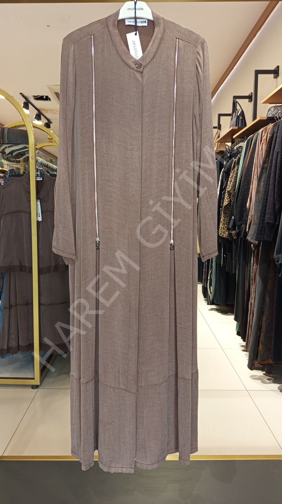 ALMARWAH İKİ YANI FERMUARLI UZUN KAP